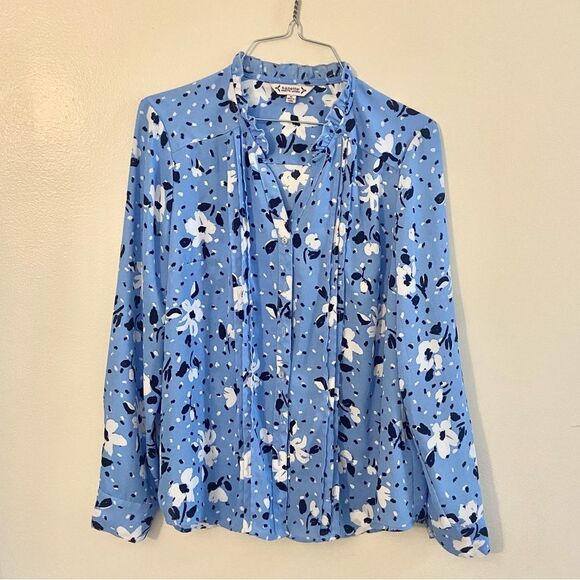Like new Nanette Lepore pintuck floral blouse Medium - Picture 2 of 9